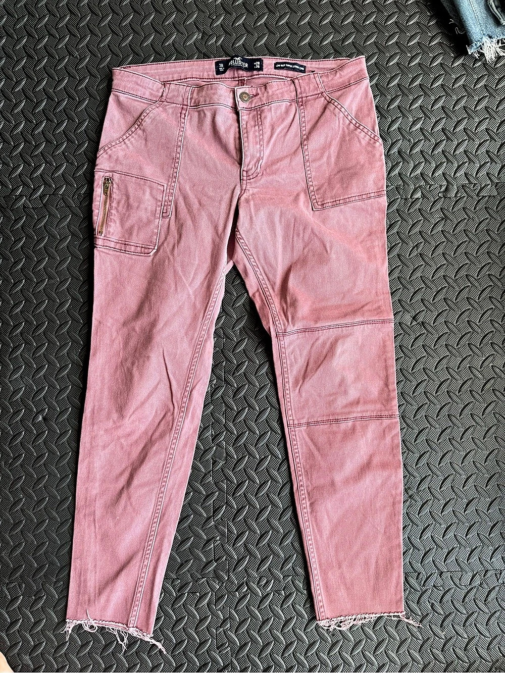 Hollister Low Rise Super Skinny Crop Jeans Pink Waist 28